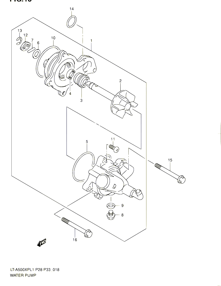 POMPE A EAU POUR SUZUKI KINGQUAD 500 2011 POUR SUZUKI KINGQUADLT A500XP L1  LT A500XPZ L1 