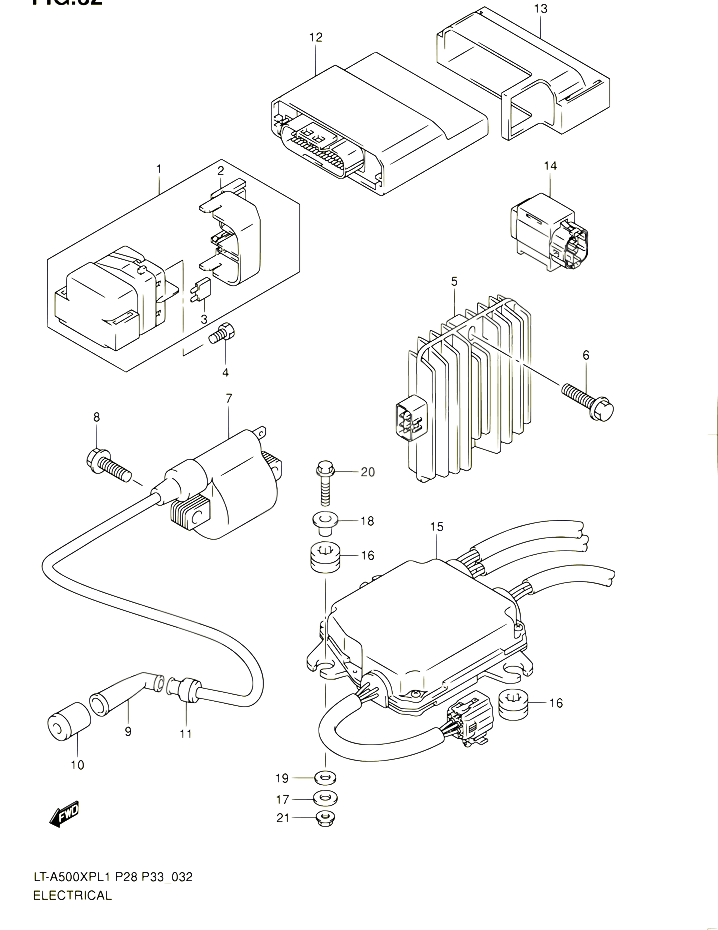 PARTIE ELECTRIQUE POUR SUZUKI KINGQUAD 500 2011 POUR SUZUKI KINGQUADLT A500XP L1  LT A500XPZ L1 