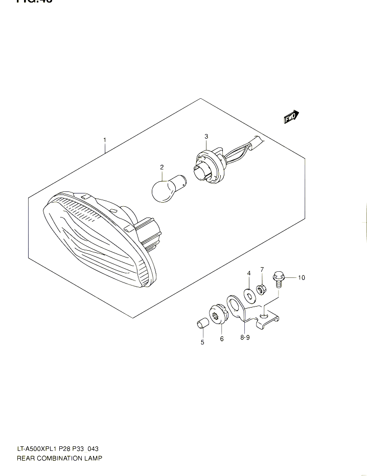 ENSEMBLE FEU ARRIERE LT A500XPL1 P33 POUR SUZUKI KINGQUAD 500 2011 POUR SUZUKI KINGQUADLT A500XP L1  LT A500XPZ L1 