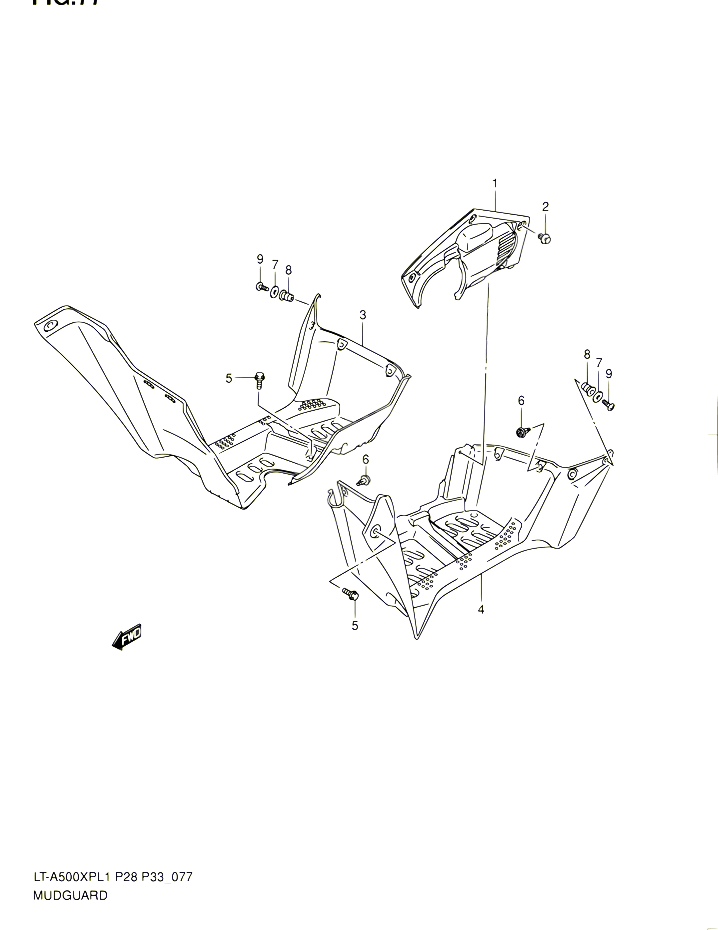 GARDE BOUE POUR SUZUKI KINGQUAD 500 2011 POUR SUZUKI KINGQUADLT A500XP L1 LT A500XPZ L1 