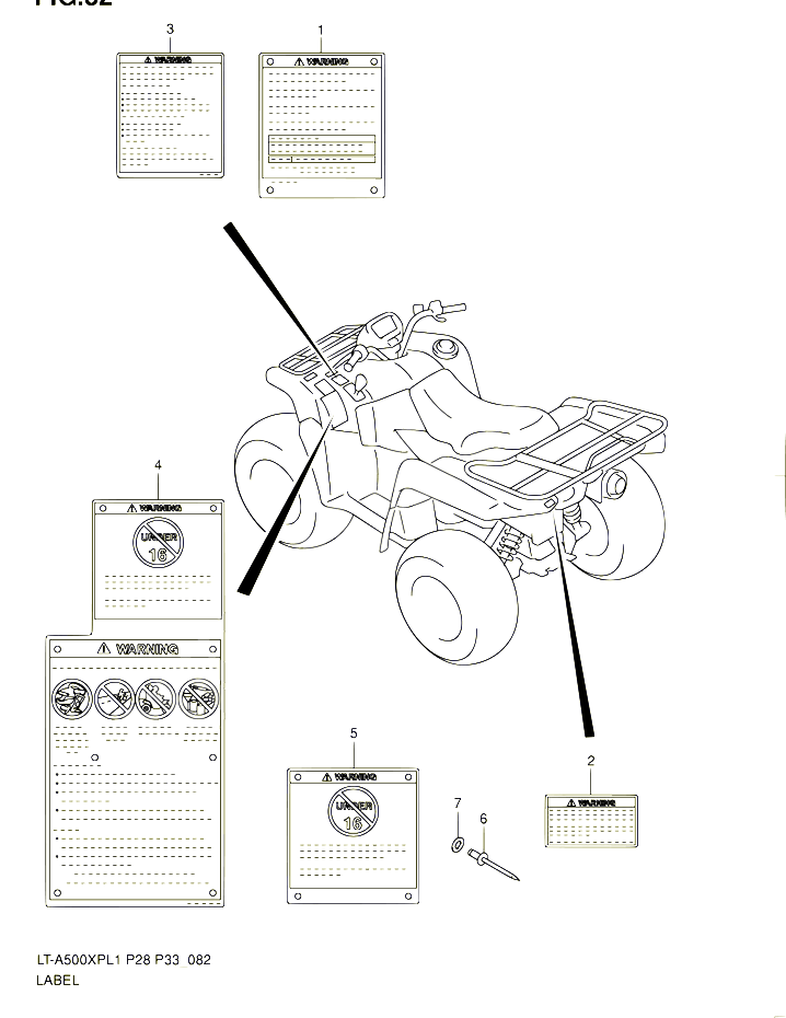 ETIQUETTE LT A500XPZL1 P28 POUR SUZUKI KINGQUAD 500 2011 POUR SUZUKI KINGQUADLT A500XP L1 LT A500XPZ L1 