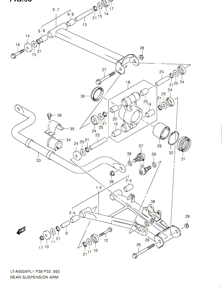 BRAS SUSPENSION ARRIERE POUR SUZUKI KINGQUAD 500 2011 POUR SUZUKI KINGQUADLT A500XP L1  LT A500XPZ L1 