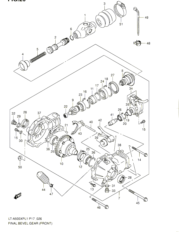 CARDAN COUPLE CONIQUE AVANT POUR SUZUKI KINGQUAD 500 2011 POUR SUZUKI KINGQUADLT A500XP L1 