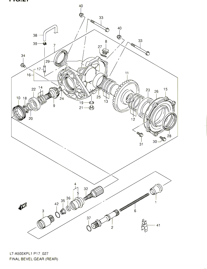 CARDAN COUPLE CONIQUE ARRIERE POUR SUZUKI KINGQUAD 500 2011 POUR SUZUKI KINGQUADLT A500XP L1 