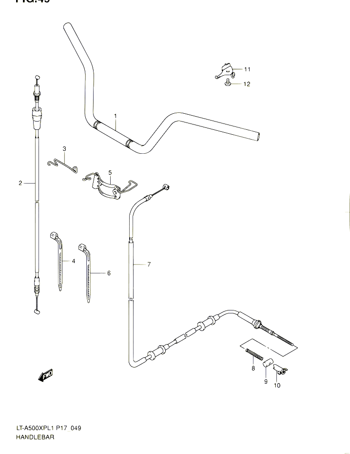 GUIDON POUR SUZUKI KINGQUAD 500 2011 POUR SUZUKI KINGQUADLT A500XP L1 