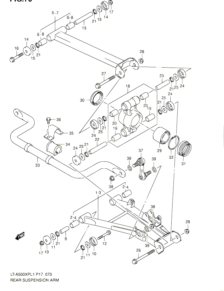 BRAS SUSPENSION ARRIERE POUR SUZUKI KINGQUAD 500 2011 POUR SUZUKI KINGQUADLT A500XP L1 