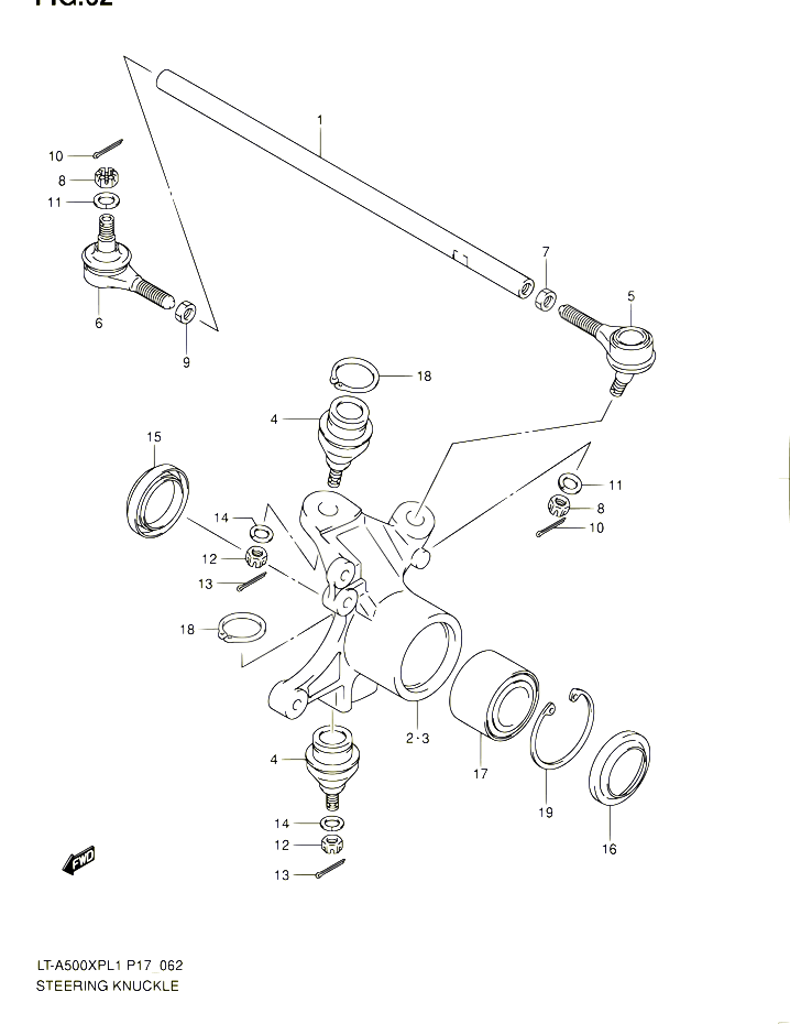 BIELLETTE DE DIRECTION MOYEU POUR SUZUKI KINGQUAD 500 2011 POUR SUZUKI KINGQUADLT A500XP L1 