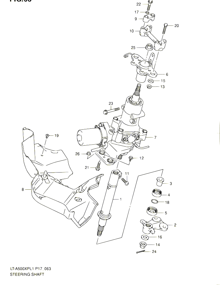 COLONNE DE DIRECTION POUR SUZUKI KINGQUAD 500 2011 POUR SUZUKI KINGQUADLT A500XP L1 