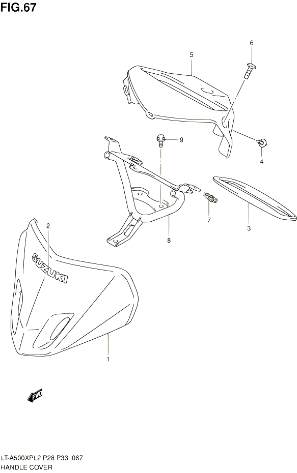CARENAGE TETE DE FOURCHE LT A500XPL2 P28 POUR SUZUKI KINGQUAD 500 2012 POUR SUZUKI KINGQUADLT A500XP L2 LT A500XPZ L2 
