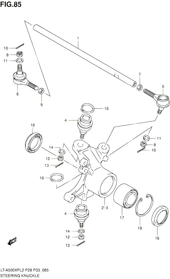 BIELLETTE DE DIRECTION MOYEU POUR SUZUKI KINGQUAD 500 2012 POUR SUZUKI KINGQUADLT A500XP L2 LT A500XPZ L2 
