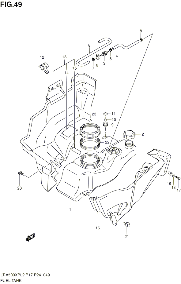RESERVOIR DESSENCE POUR SUZUKI KINGQUAD 500 2012 POUR SUZUKI KINGQUADLT A500XP L2 LT A500XPZ L2 