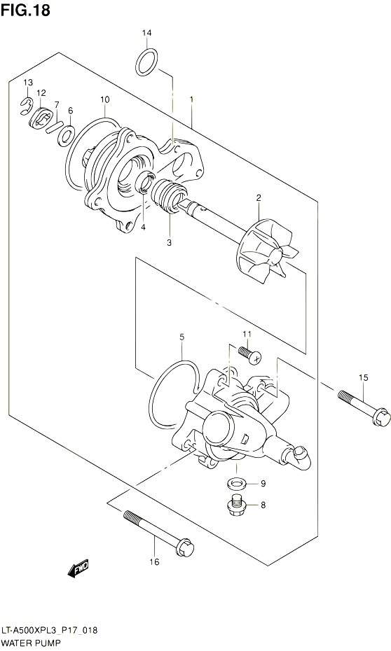 POMPE A EAU POUR SUZUKI KINGQUAD 500 2013 POUR SUZUKI KINGQUADLT A500XP L3 LT A500XPZ L3 