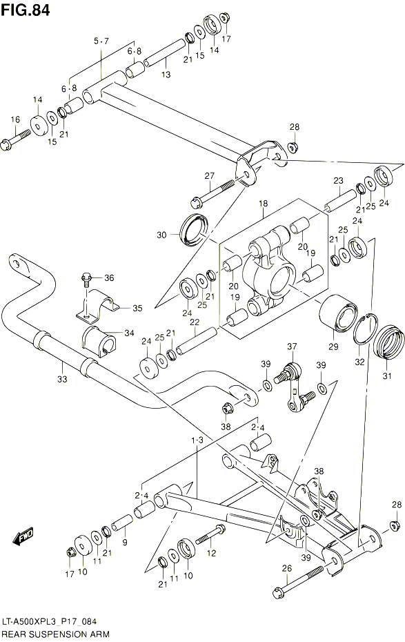 BRAS SUSPENSION ARRIERE POUR SUZUKI KINGQUAD 500 2013 POUR SUZUKI KINGQUADLT A500XP L3  LT A500XPZ L3 