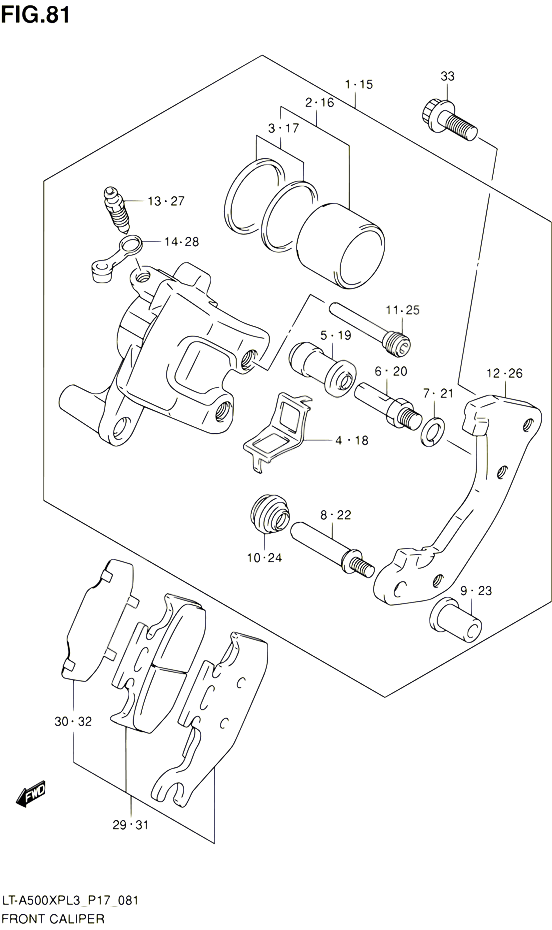 ETRIER DE FREIN AVANT POUR SUZUKI KINGQUAD 500 2013 POUR SUZUKI KINGQUADLT A500XP L3 LT A500XPZ L3 