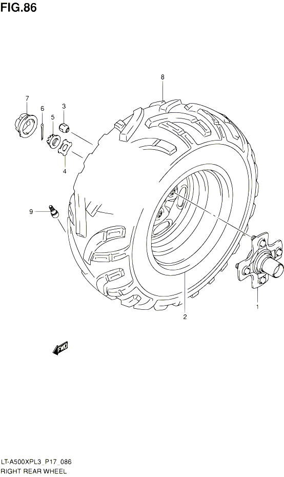 ROUE ARRIERE DROITE LT A500XPL3 P17 POUR SUZUKI KINGQUAD 500 2013 POUR SUZUKI KINGQUADLT A500XP L3  LT A500XPZ L3 