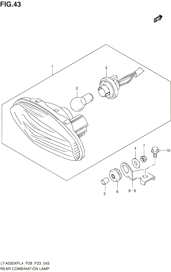ENSEMBLE FEU ARRIERE LT A500XPL4 P33 POUR SUZUKI KINGQUAD 500 1992 POUR SUZUKI KINGQUADLT A500XP L4 LT A500XPZ L4 
