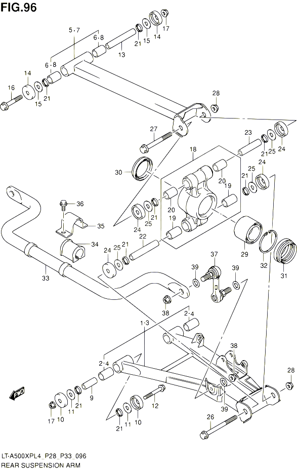 BRAS SUSPENSION ARRIERE POUR SUZUKI KINGQUAD 500 1992 POUR SUZUKI KINGQUADLT A500XP L4  LT A500XPZ L4 