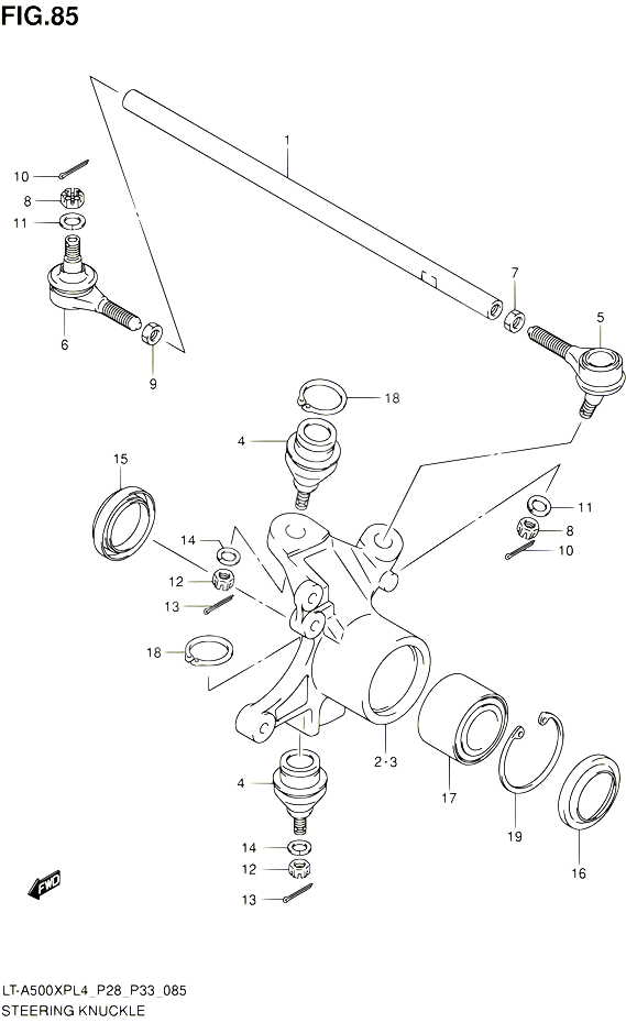 BIELLETTE DE DIRECTION MOYEU POUR SUZUKI KINGQUAD 500 1992 POUR SUZUKI KINGQUADLT A500XP L4 LT A500XPZ L4 