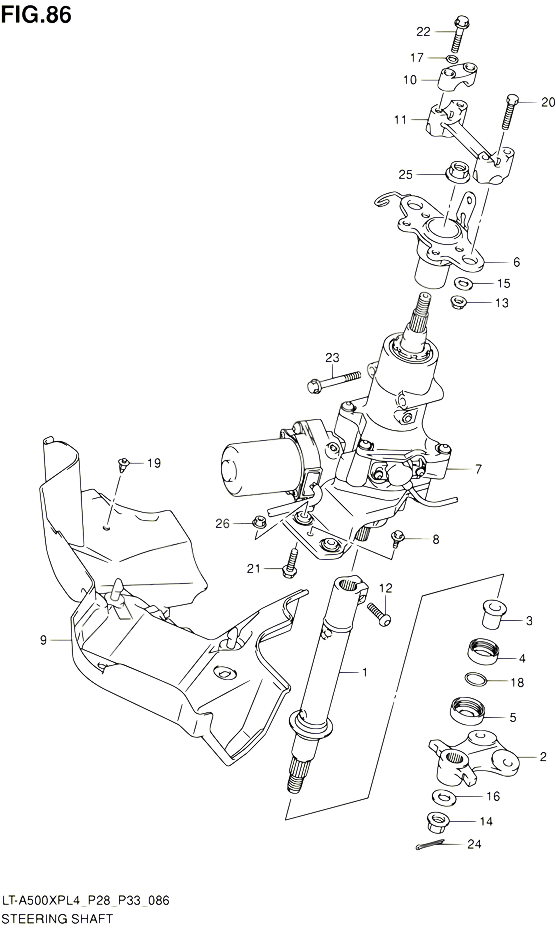 COLONNE DE DIRECTION POUR SUZUKI KINGQUAD 500 1992 POUR SUZUKI KINGQUADLT A500XP L4 LT A500XPZ L4 