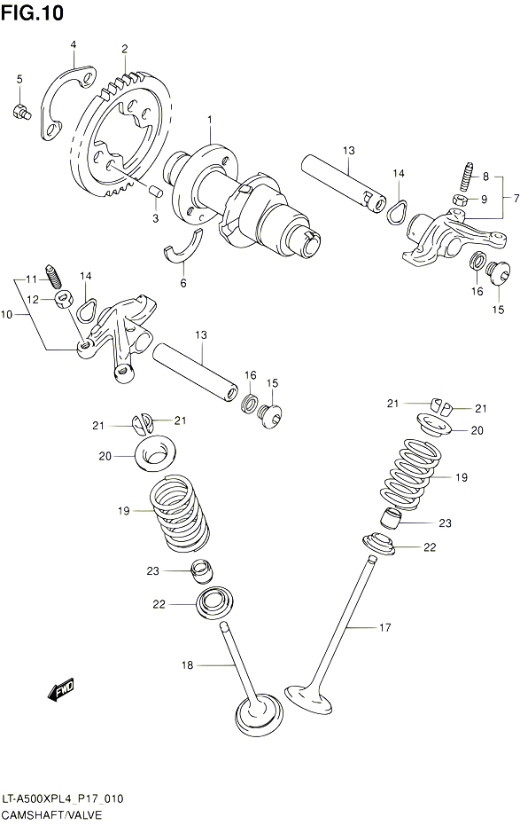 ARBRE A CAMES VALVE POUR SUZUKI KINGQUAD 500 2014 POUR SUZUKI KINGQUADLT A500XP L4  LT A500XPZ L4 