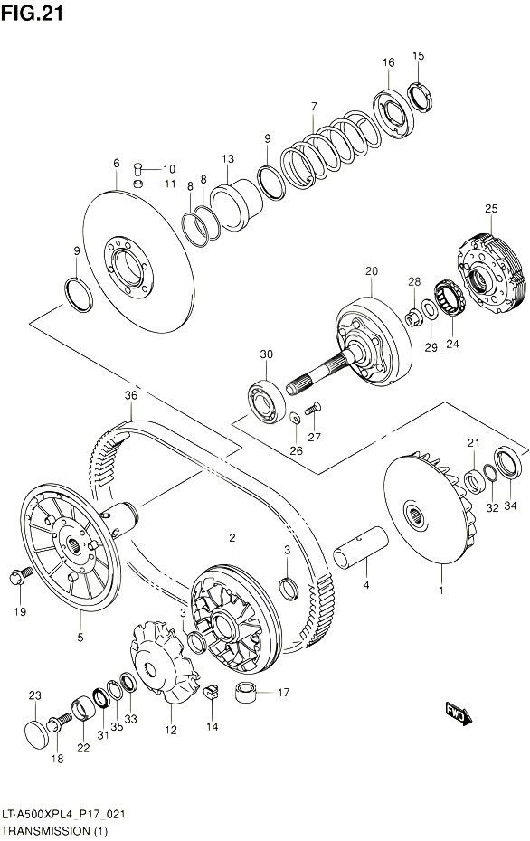 TRANSMISSION 1 POUR SUZUKI KINGQUAD 500 2014 POUR SUZUKI KINGQUADLT A500XP L4  LT A500XPZ L4 