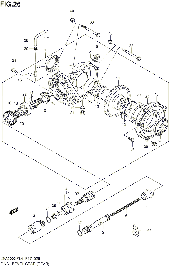 CARDAN COUPLE CONIQUE ARRIERE POUR SUZUKI KINGQUAD 500 2014 POUR SUZUKI KINGQUADLT A500XP L4  LT A500XPZ L4 