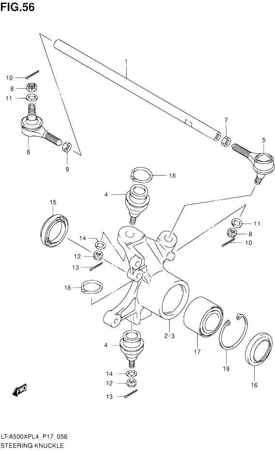 BIELLETTE DE DIRECTION MOYEU POUR SUZUKI KINGQUAD 500 2014 POUR SUZUKI KINGQUADLT A500XP L4  LT A500XPZ L4 