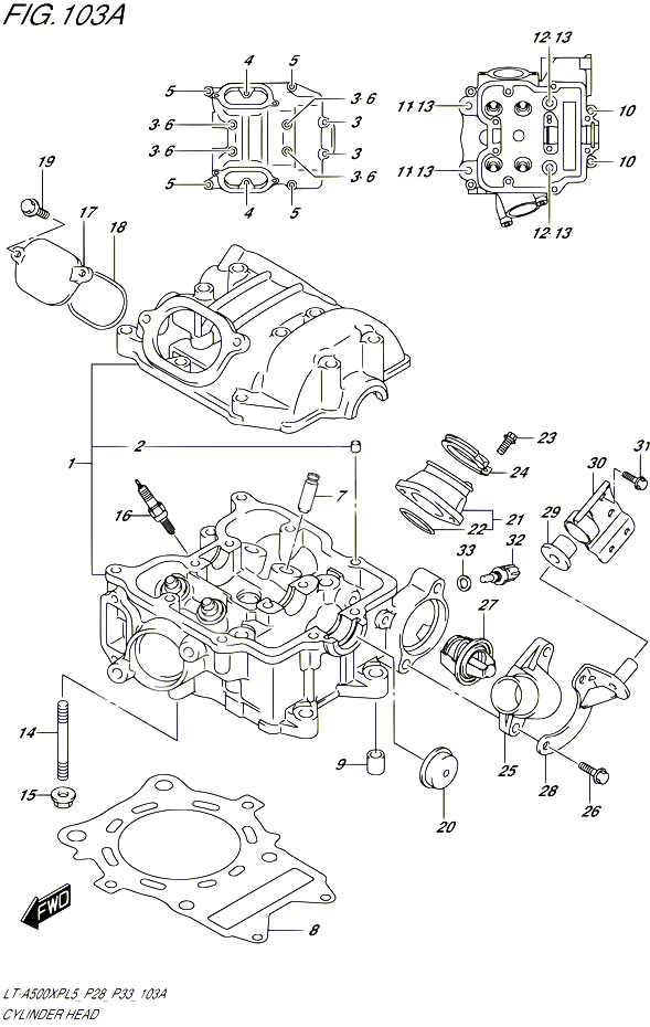 CULASSE POUR SUZUKI KINGQUAD 500 1992 POUR SUZUKI KINGQUADLT A500XP L5  LT A500XPZ L5 