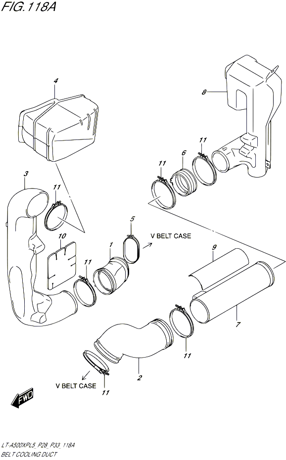 CONDUIT DADMISSION CARTER COURROIE POUR SUZUKI KINGQUAD 500 1992 POUR SUZUKI KINGQUADLT A500XP L5  LT A500XPZ L5 