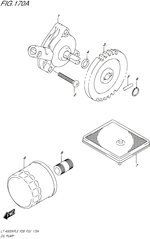 POMPE A HUILE POUR SUZUKI KINGQUAD 500 1992 POUR SUZUKI KINGQUADLT A500XP L5  LT A500XPZ L5 