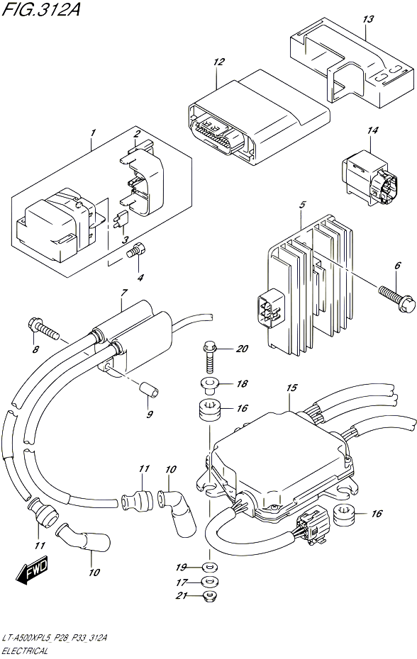 PARTIE ELECTRIQUE POUR SUZUKI KINGQUAD 500 1992 POUR SUZUKI KINGQUADLT A500XP L5  LT A500XPZ L5 