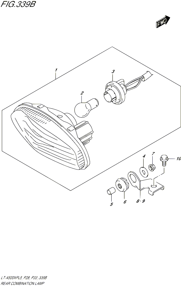 ENSEMBLE FEU ARRIERE LT A500XPL5 P33 POUR SUZUKI KINGQUAD 500 1992 POUR SUZUKI KINGQUADLT A500XP L5  LT A500XPZ L5 