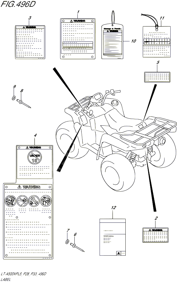ETIQUETTE LT A500XPZL5 P33 POUR SUZUKI KINGQUAD 500 1992 POUR SUZUKI KINGQUADLT A500XP L5 LT A500XPZ L5 