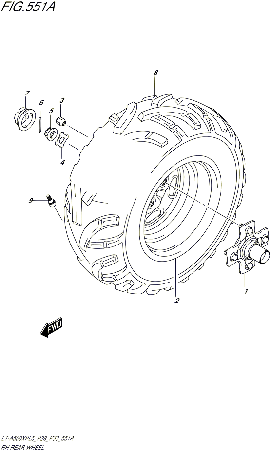 ROUE ARRIERE DROITE POUR SUZUKI KINGQUAD 500 1992 POUR SUZUKI KINGQUADLT A500XP L5 LT A500XPZ L5 
