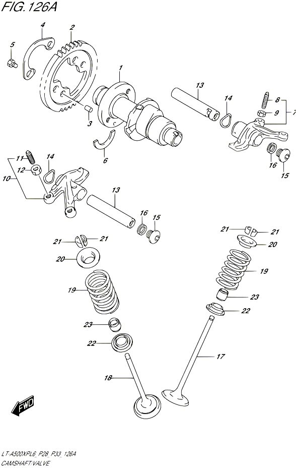ARBRE A CAMES VALVE POUR SUZUKI KINGQUAD 500 2016 POUR SUZUKI KINGQUADLT A500XP L6 LT A500XPZ L6 