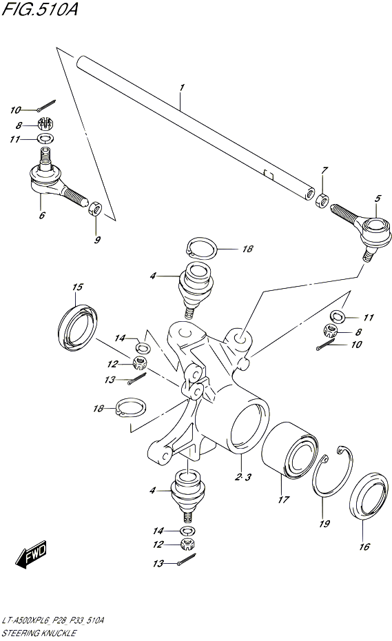 BIELLETTE DE DIRECTION MOYEU POUR SUZUKI KINGQUAD 500 2016 POUR SUZUKI KINGQUADLT A500XP L6  LT A500XPZ L6 