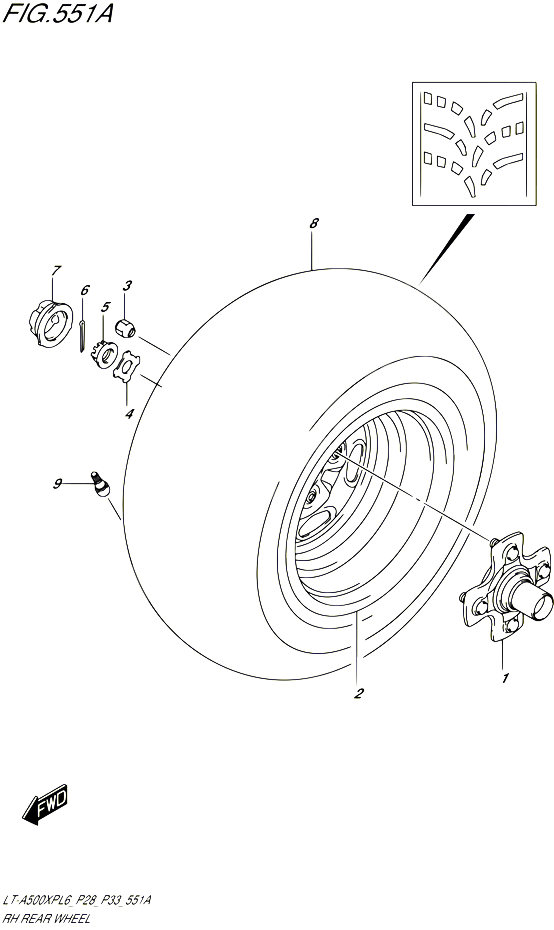 ROUE ARRIERE DROITE POUR SUZUKI KINGQUAD 500 2016 POUR SUZUKI KINGQUADLT A500XP L6  LT A500XPZ L6 