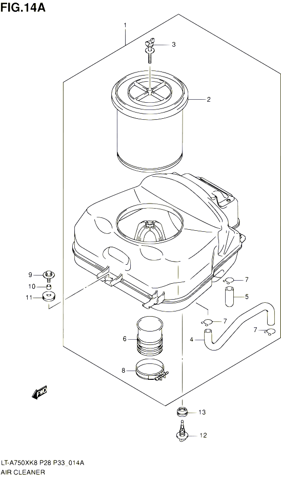 FILTRE A AIR MODEL L0 POUR SUZUKI KINGQUAD 750 2010 POUR SUZUKI KINGQUADLT A750X L0 LT A750XZ L0 