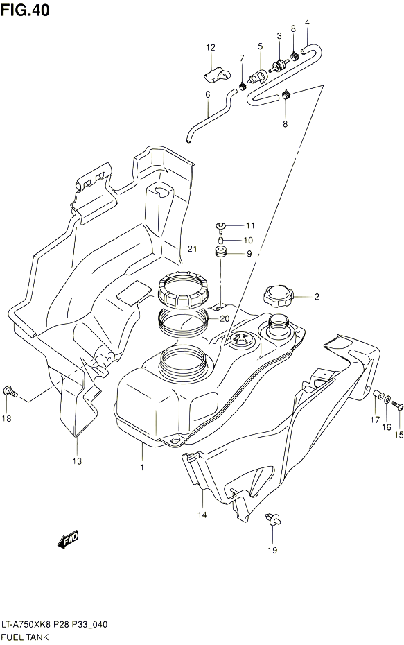 RESERVOIR DESSENCE POUR SUZUKI KINGQUAD 750 2010 POUR SUZUKI KINGQUADLT A750X L0  LT A750XZ L0 