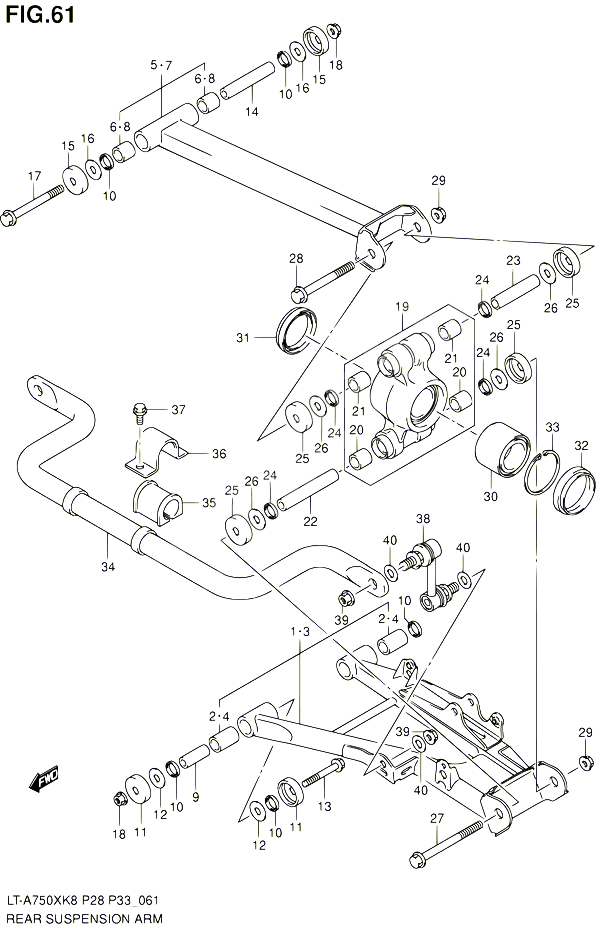 BRAS SUSPENSION ARRIERE POUR SUZUKI KINGQUAD 750 2010 POUR SUZUKI KINGQUADLT A750X L0  LT A750XZ L0 