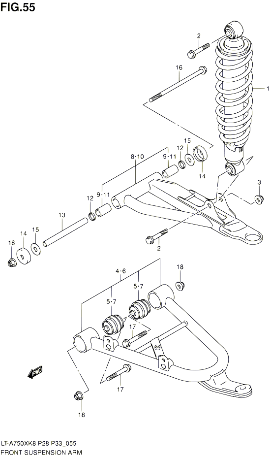 BRAS SUSPENSION AVANT POUR SUZUKI KINGQUAD 750 2010 POUR SUZUKI KINGQUADLT A750X L0  LT A750XZ L0 