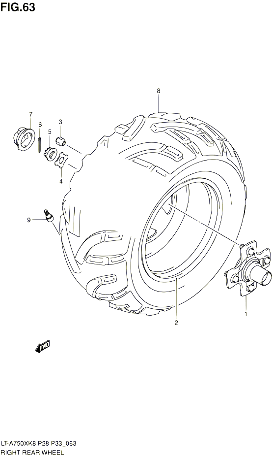 ROUE ARRIERE DROITE POUR SUZUKI KINGQUAD 750 2010 POUR SUZUKI KINGQUADLT A750X L0 LT A750XZ L0 