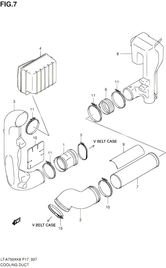 CONDUIT DADMISSION CARTER COURROIE POUR SUZUKI KINGQUAD 750 2010 POUR SUZUKI KINGQUADLT A750X L0 