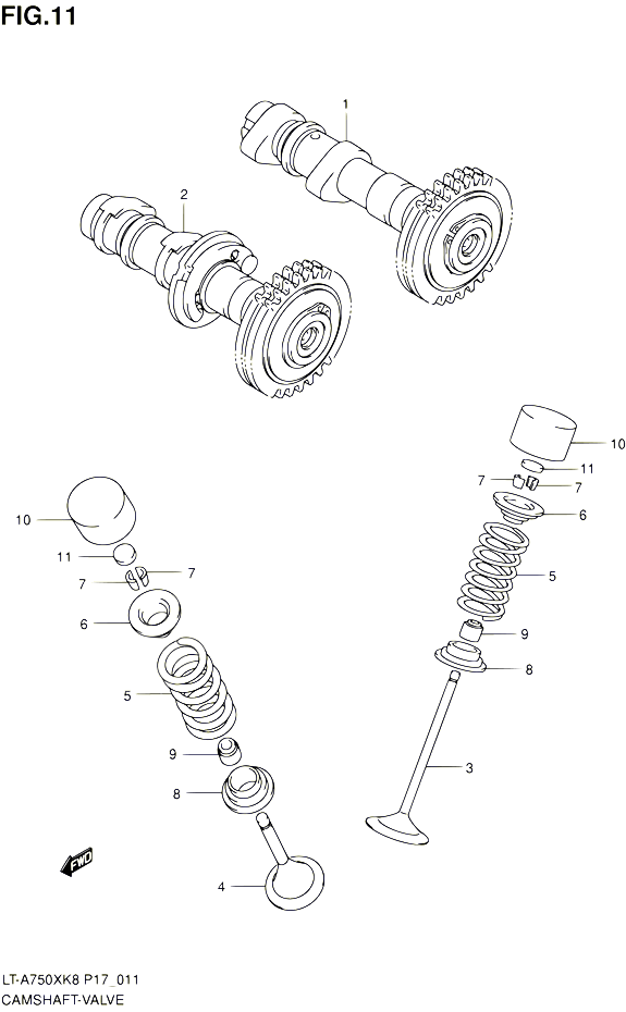 ARBRE A CAMES VALVE POUR SUZUKI KINGQUAD 750 2010 POUR SUZUKI KINGQUADLT A750X L0 