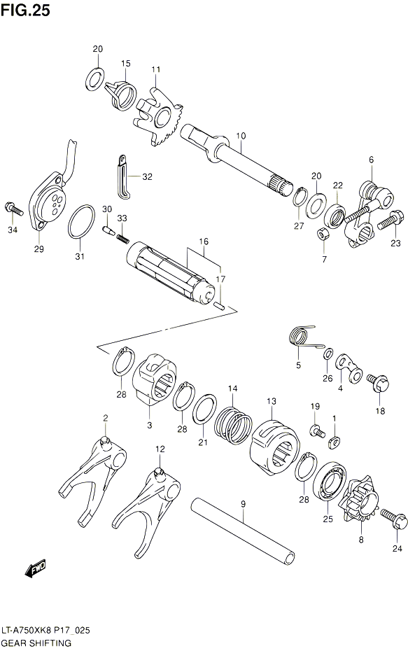 ENSEMBLE SELECTEUR DE VITESSES POUR SUZUKI KINGQUAD 750 2010 POUR SUZUKI KINGQUADLT A750X L0 