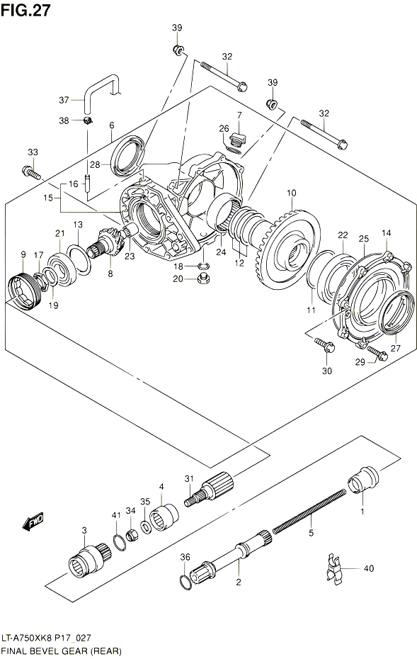 CARDAN COUPLE CONIQUE ARRIERE POUR SUZUKI KINGQUAD 750 2010 POUR SUZUKI KINGQUADLT A750X L0 
