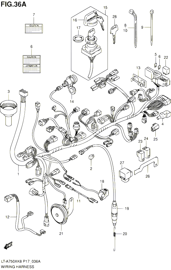 FAISCEAU ELECTRIQUE P24 POUR SUZUKI KINGQUAD 750 2010 POUR SUZUKI KINGQUADLT A750X L0 