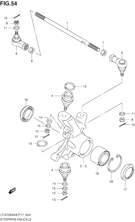 BIELLETTE DE DIRECTION MOYEU LT A750XK8  XZK8  XK9  XZK9 POUR SUZUKI KINGQUAD 750 2010 POUR SUZUKI KINGQUADLT A750X L0 