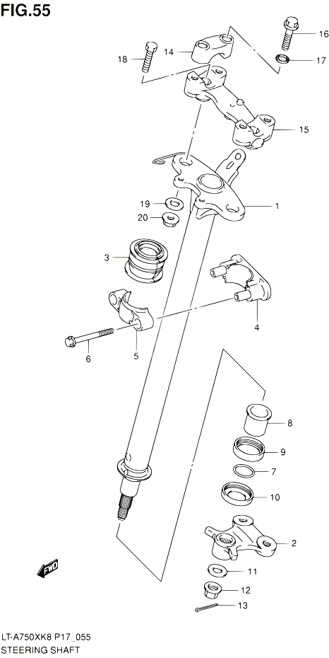 COLONNE DE DIRECTION POUR SUZUKI KINGQUAD 750 2010 POUR SUZUKI KINGQUADLT A750X L0 