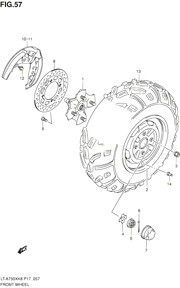 ROUE AVANT LT A750XK8  XZK8 POUR SUZUKI KINGQUAD 750 2010 POUR SUZUKI KINGQUADLT A750X L0 